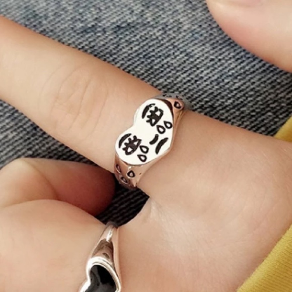 😢Insta crying sterling silver ring